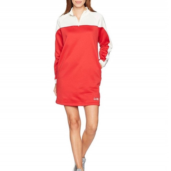 Puma Dresses & Skirts - Puma Long Sleeve Color Block Crew Neck Streetware Baddie Knit Dress Zip Detail